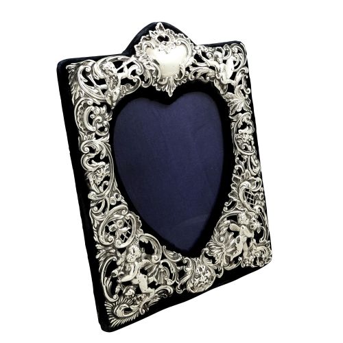 Antique Victorian Sterling Silver 8" 'Cherubs' Photo Frame 1896