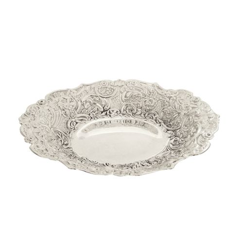 Antique Victorian Sterling Silver 9" Dish 1897