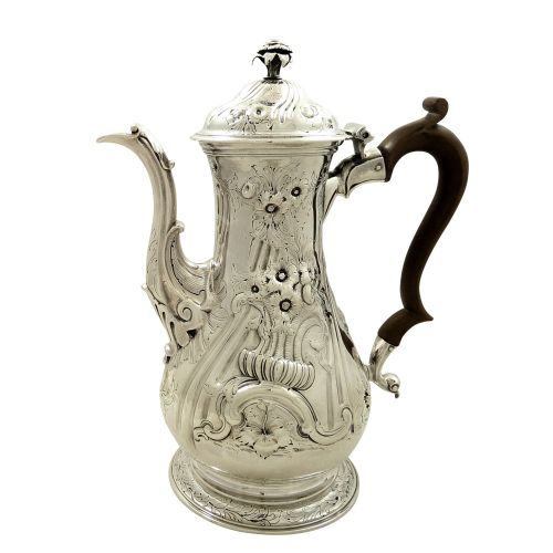Antique Georgian Sterling Silver Coffee Pot 1759