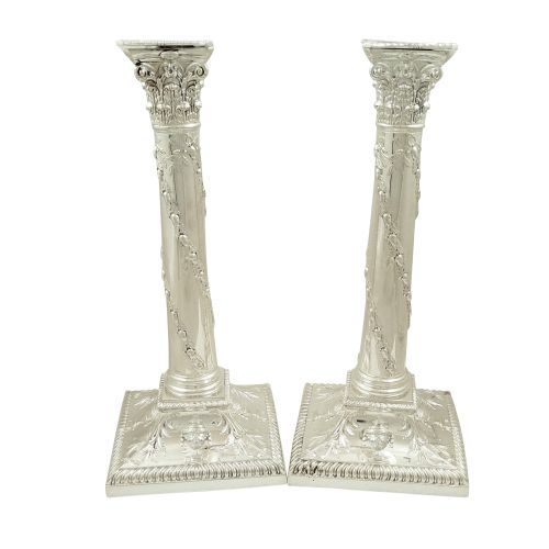 Antique Victorian Sterling Silver 10" Candlesticks 1898