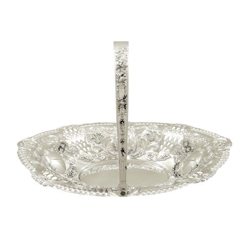 Antique Victorian Sterling Silver 10" Basket 1900