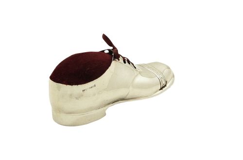 fig 1. Large Antique Edwardian Sterling Silver Shoe Pin Cushion 1910