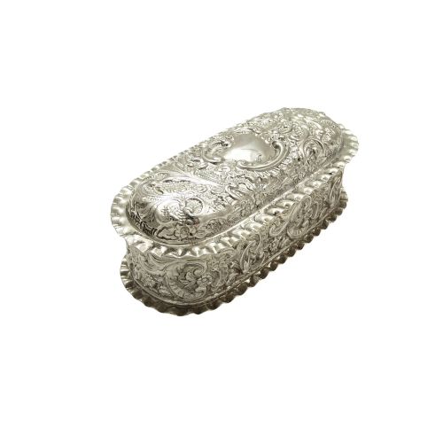 Antique Victorian Sterling Silver Ring Box 1895