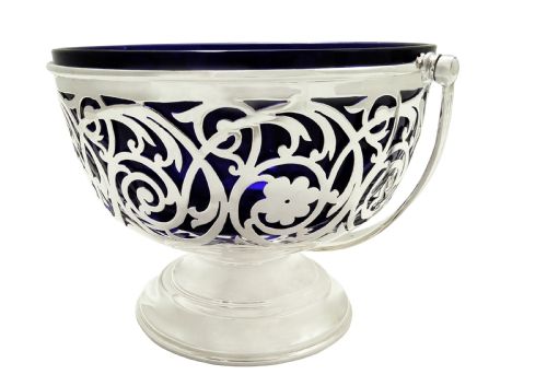 fig 1. Antique Edwardian Sterling Silver Basket with Liner 1907