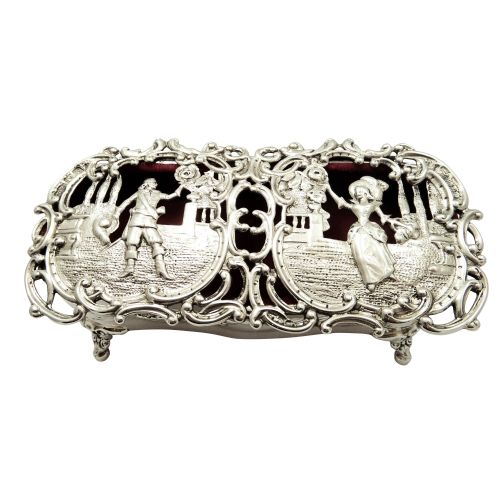 Antique Edwardian Sterling Silver 5 1/2" Pierced Trinket Box 1902