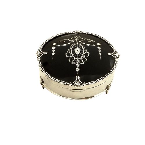 Antique Sterling Silver & Tortoiseshell Trinket Box 1912