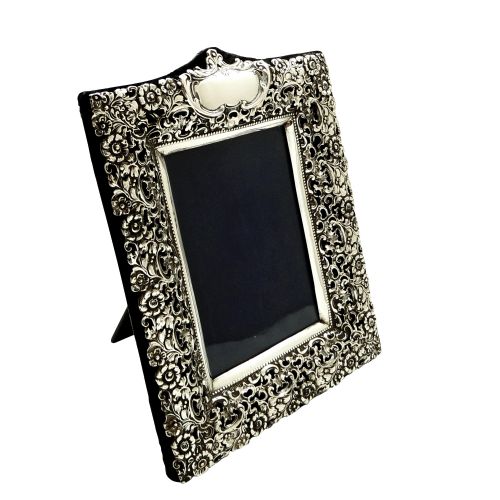 Antique Edwardian Sterling Silver 9 1/2" Photo Frame 1902