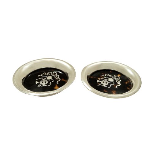 Pair of Antique Sterling Silver & Tortoiseshell Pin Trays 1917