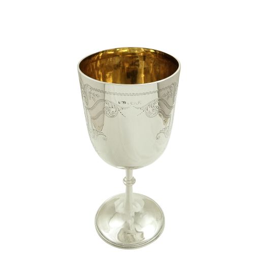 Antique Victorian Sterling Silver 9" Wine Goblet 1893