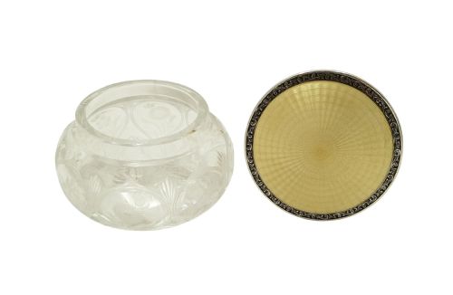 fig 1. Antique Sterling Silver & Enamel Top Vanity Jar 1928