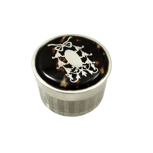 Antique Sterling Silver & Tortoiseshell Vanity Jar 1933