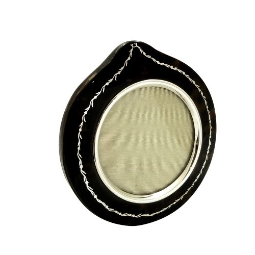 Antique Tortoiseshell & Inlaid Silver Pique Photo Frame C1900