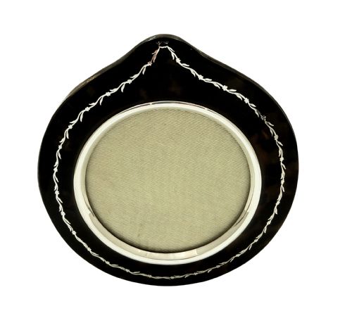 fig 1. Antique Tortoiseshell & Inlaid Silver Pique Photo Frame c1900