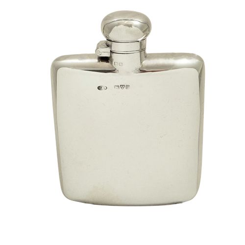 Antique Edwardian Sterling Silver Hip Flask 1906