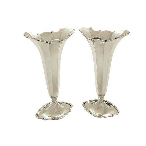 Pair of Antique Sterling Silver Vases 1912