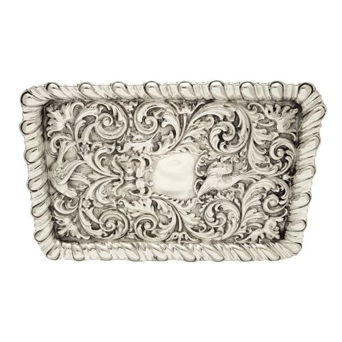 Antique Edwardian Sterling Silver 'Birds' Dressing Tray 1906