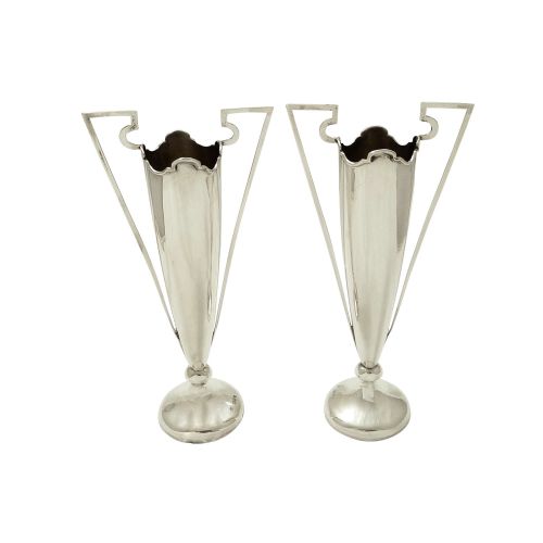 Pair of Antique Sterling Silver Vases 1908
