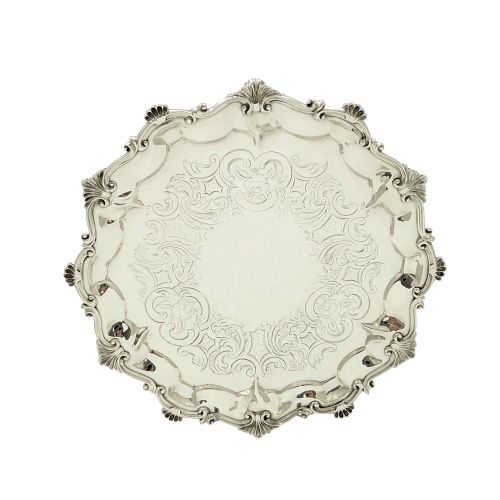 Antique Victorian Sterling Silver 9" Tray 1854