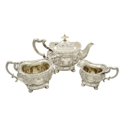 Antique Edwardian Sterling Silver 3 Piece Bachelor Tea Set 1903