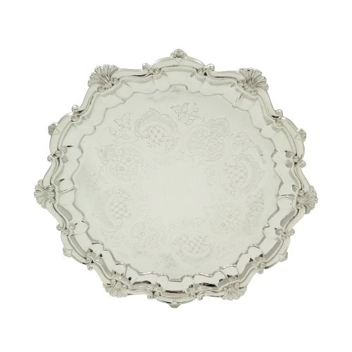 Antique Edwardian Sterling Silver 10" Tray / Salver 1909