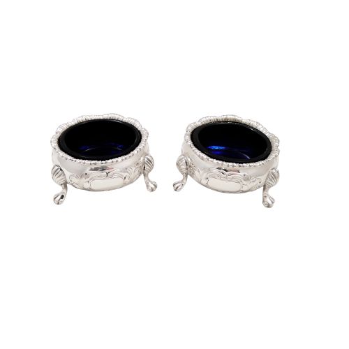 Pair of Antique Victorian Sterling Silver Salts 1872