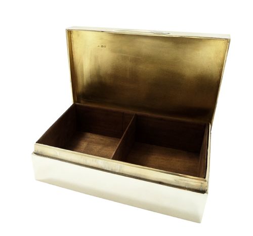 fig 1. Heavy Antique Sterling Silver Cigarette Box 1918