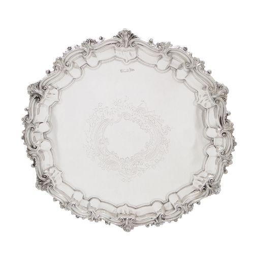 Antique Edwardian Sterling Silver 14" Tray / Salver 1903