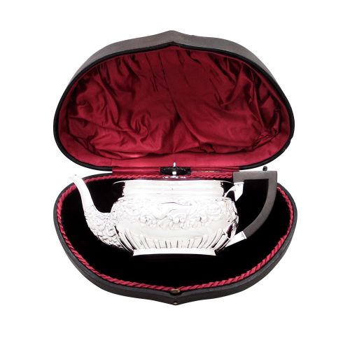 Antique Edwardian Sterling Silver Teapot in Presentation Case 1902
