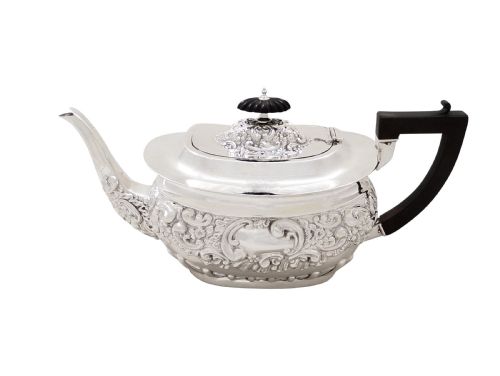 fig 1. Antique Edwardian Sterling Silver Teapot in Presentation Case 1902