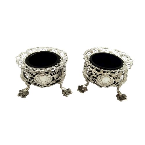 Pair of Antique Victorian Sterling Silver 'Oriental Heads' Salts 1840