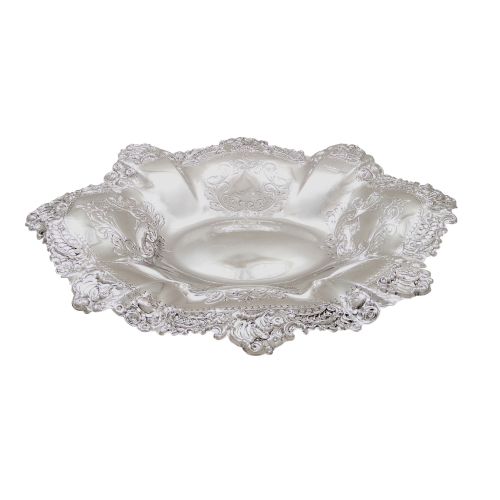 Antique Edwardian Sterling Silver 12" X 9 3/4" Dish / Bowl 1901