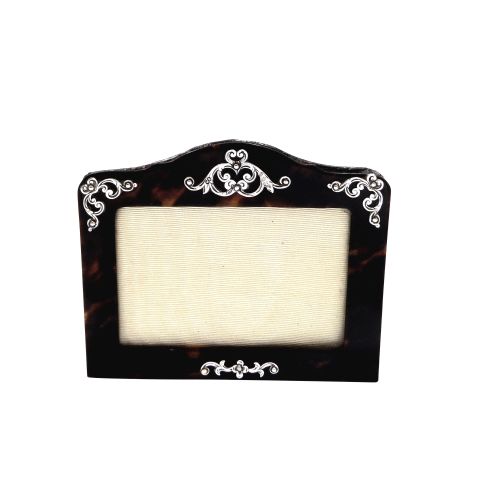 Antique Victorian Tortoiseshell & Sterling Silver Photo Frame 1895