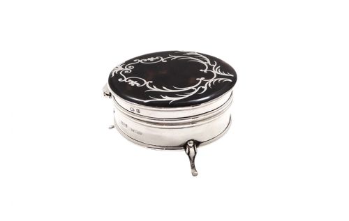 fig 1. Antique Sterling Silver & Tortoiseshell Trinket Box 1929