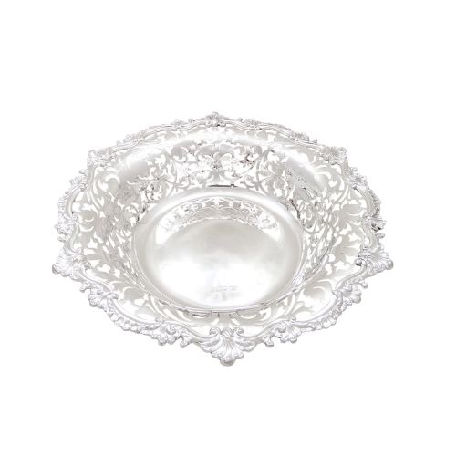 Antique Sterling Silver 10" Pierced Dish / Bowl 1929