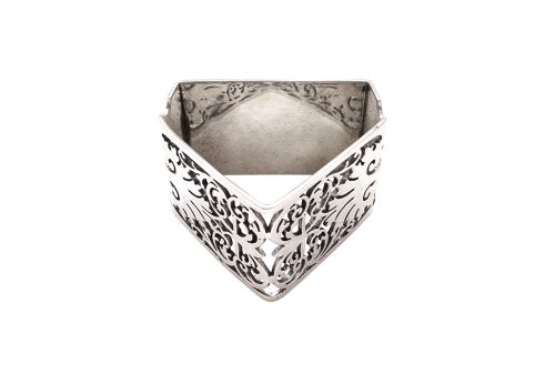 fig 1. Antique Victorian Sterling Silver 'Triangle' Napkin Ring in Case 1900