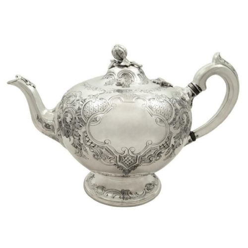 Antique Victorian Scottish Sterling Silver Teapot - Edinburgh 1862