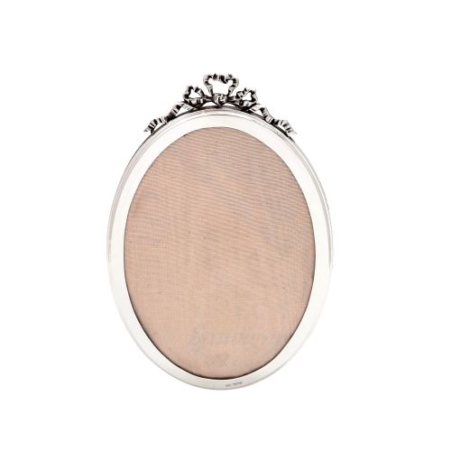 Antique Sterling Silver 9" Oval 'Bow/ribbon' Photo Frame 1917