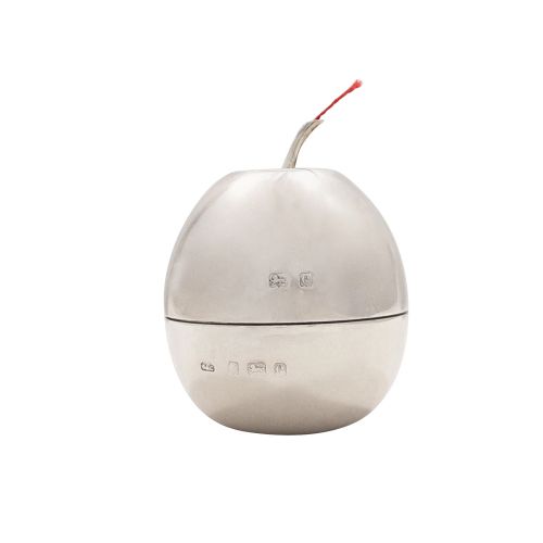 Antique Edwardian Sterling Silver 'Apple' String Holder / Box 1904