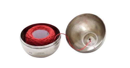 fig 1. Antique Edwardian Sterling Silver 'Apple' String Holder / Box 1904