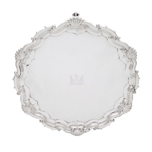 Antique Victorian Sterling Silver 10" Salver / Tray 1888