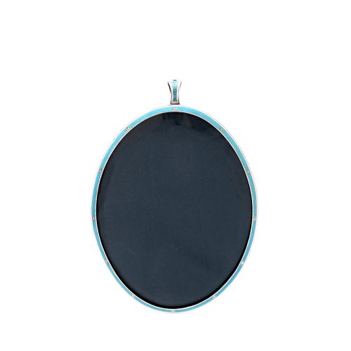Antique Edwardian Sterling Silver & Blue Enamel 9" Photo Frame 1906