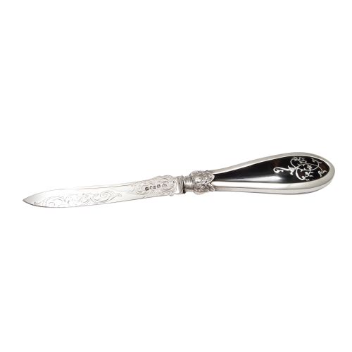 Antique Victorian Sterling Silver & Tortoiseshell Letter Knife 1856