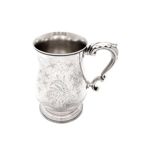 Antique Victorian Sterling Silver Pint Tankard - Exeter 1881