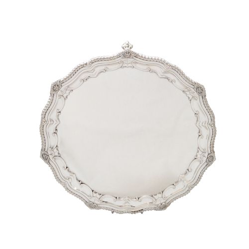 Antique Edwardian Sterling Silver 12" Salver / Tray - 1907 Mappin & Webb