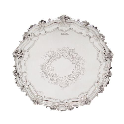 Antique Victorian Sterling Silver 10" Salver / Tray - Walker & Hall 1897