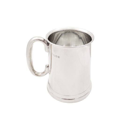 Antique Sterling Silver Glass Bottom Pint Mug / Tankard 1932