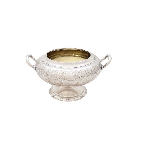 Antique Victorian Scottish Sterling Silver 2 Handle Bowl - Edinburgh 1859