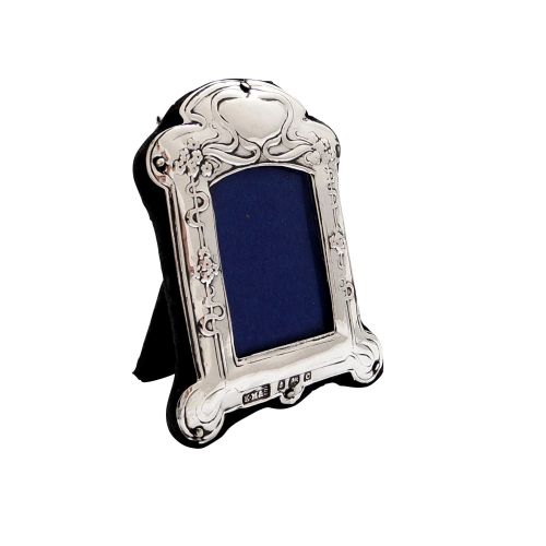 Antique Art Nouveau Sterling Silver 2" Photo Frame 1902