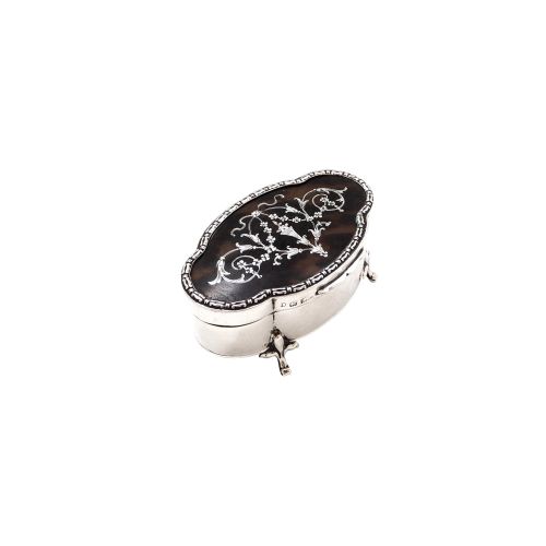 Antique Sterling Silver & Tortoiseshell Trinket Box 1911