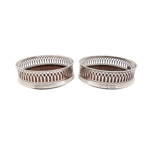 Pair of Vintage Sterling Silver Wine / Champagne Coasters